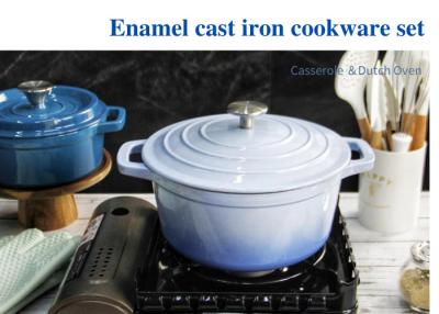 Cina Rivestimento di smalto Fuoco di ghisa rotondo Cocotte Set Mini forni olandesi con coperchio in vendita