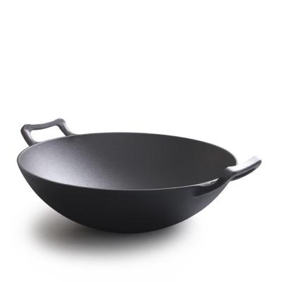 中国 Vintage 32/36cm Cast Iron Wok With Double ears 販売のため