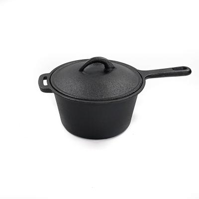 China Pre-Seasoned Cast Iron Covered Saucepan With Long Handle – Perfect For Stovetop, Oven & Grill Cooking for sale