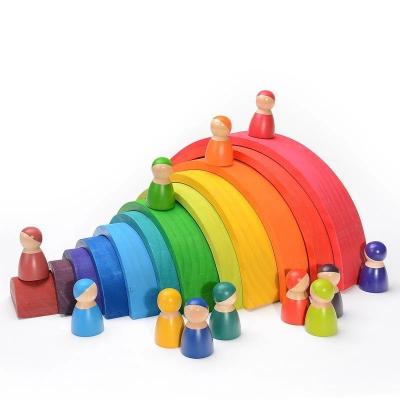 China Education Montessori Material Wooden Toys Rainbow Bridge Educational Blocks for sale