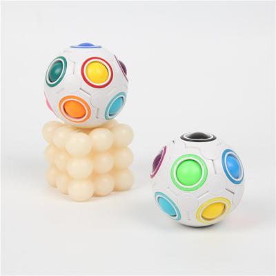 China 2021 Creative Education Fashion Toys Rainbow Ball Cube Speed ​​Puzzle Effort-relieving Magic Ball Kids Educational Study Toys for sale