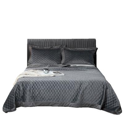 China Luxury Plain Diamond Quilted Bedspread Set High Quality Single Color Bedspread for sale