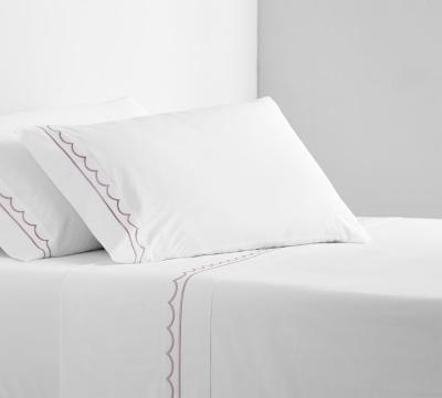 China 100% Cheap Brushed Microfiber Flat Sheet Nondisposable White Embroidered Bedding Set 4pcs for sale