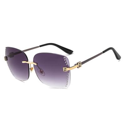 China 2021 Cent New Diamond Sun Glasses Women Cut Frameless Square Edge Trendy Sunglasses for sale