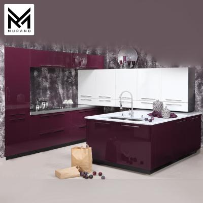 China Modern Kitchen Furniture Design With Lacquer Finish Promotional E1 Environment Standard Assembled Modern Design Kitchen Cabinets for sale