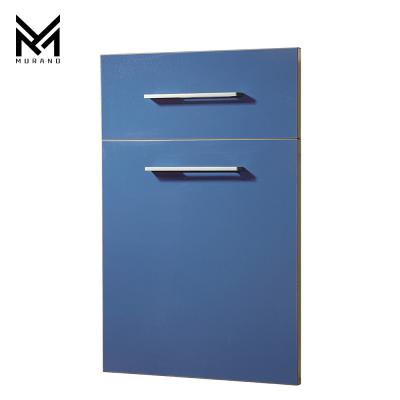 China Modern Ready To Assemble Blue Frame High Gloss Cheap Price MDF Solid Wood Doors UV Sideboard Door for sale