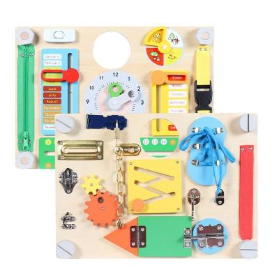 China WANHUA montessori eco-friendly toys material custom kids wooden busy board for toddlers for sale