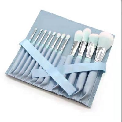 China Angular Blush 10 High Quality Pure Blue Makeup Brushes Brush Pack Set Portable Makeup Brush Tool for sale