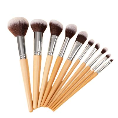 China Beauty Care Makeup Factory Dense Synthetic Hair Makeup Brush Set Portable Wooden Handle Eyeshadow Brush Beauty Tools for sale