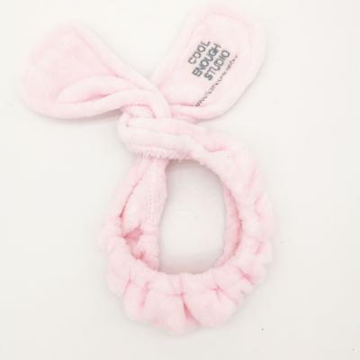 China Amazon Plush Bunny Ear Hairband Soft Pure Color Makeup Face Wash Eco-friendly Cute Hot Selling Cute Headband for sale