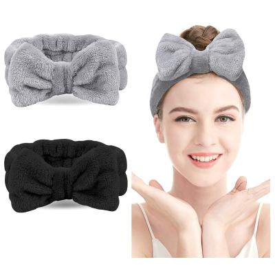 China Soft Bowknot Headband Ladies Soft Headband Ladies Coral Fleece Headband Facial Makeup Coral Fleece Headband for sale