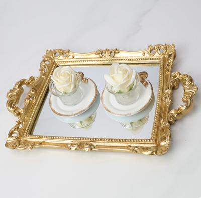 China Mirror Tray With Antique Style Resin Home Decoration Rectangle Shape Resin Jewelry for sale