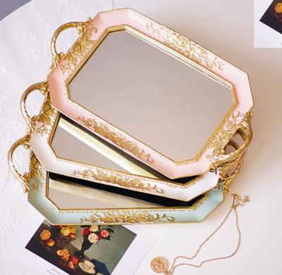 China Nordic European Style Resin Plastic Mirror Tray For Christmas Home Hotel Decor for sale