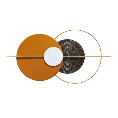 China Rustic High Quality Orange Round Circle Metal Wall Art 100% Home Decor for sale