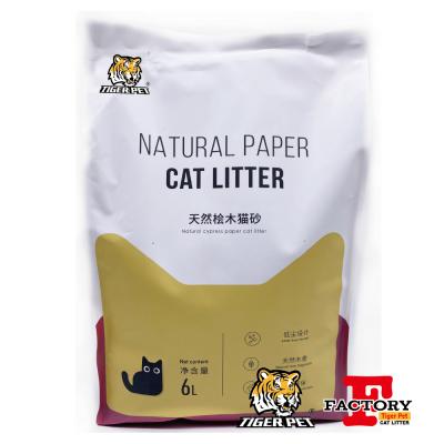 China Sustainable Super Lightweight Clumping Paper Cat Litter Flushable for sale