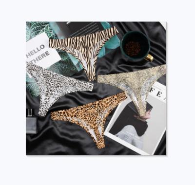 China 2021 best selling QUICK DRY ice silk sex thong leopard print thong women's panties garment accessories high quality for sale