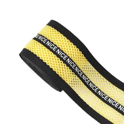 China Factory direct sales viable mesh elastic band color elastic band breathable knitted mesh printing 40mm letter elastic band for sale