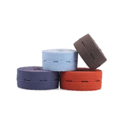 China High tenacity low price high quality button hole knitted elastic polyester and rubber elastic band for bags for sale