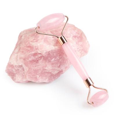 China Dual rollers/2020 portable/cool natural white rose quartz stone facial massager for face electric gua sha set wholesale jade roller for sale