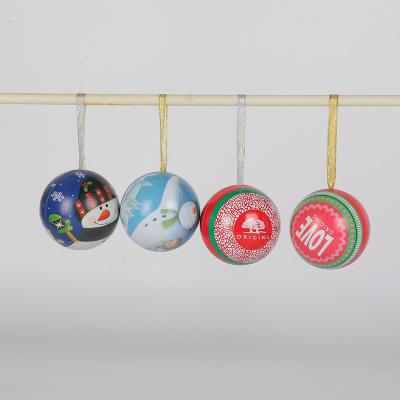 China Hot Selling Recycled Materials Christmas Ball Tin Packaging Bespoke Ornament Gift Tin Metal Christmas Ball for sale