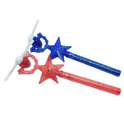 China Plastic Most Popular Christmas Flashing Snowflake Windmill Stick wand LED Toys  Multicolor Light Up Spinning Snowflake Wand for sale