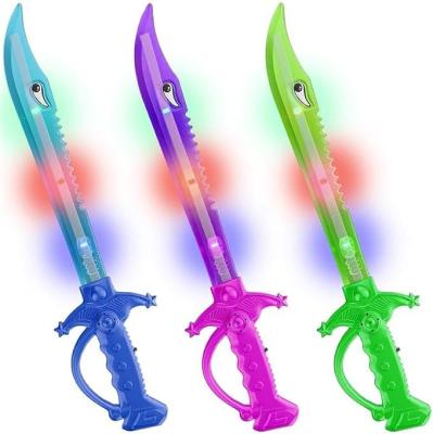 China LED Light-up Toys Wholesale Plastic Classic Toys LED Light electronic flash with sound Shark Swords for Kids luminescent flash knife for sale