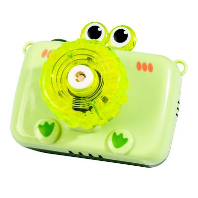 China Plastic Bubble Machine Cute Animal Frog Shape Bubble Toy Cartoon Electric Camera Bubble New With Light And Music for sale