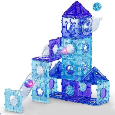 China Plastic 65pcs Diy Games For Kids Boys Snap-fit Construction Toy Set Puzzle Assemble Toy for Kids Block Set Building Blocks Slideway Toy for sale