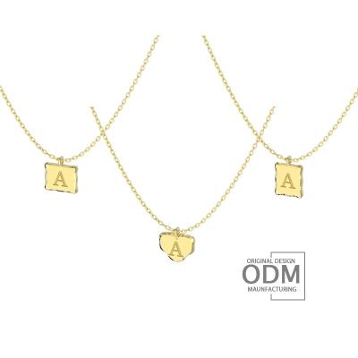 China Simple Jewelri 14K Solid Gold Aiz Real Gold Letter Necklace A-Z Alphabet Diy Pendant Shape Customization Initial TRENDY Optional Charm for sale