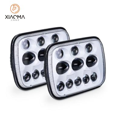 China PMMA+PC+Aluminum Pair 5X7 7X6 Inch Square LED Headlight H4 Light With Hi/Lo Beam LED Light Gathering Headlamp for sale