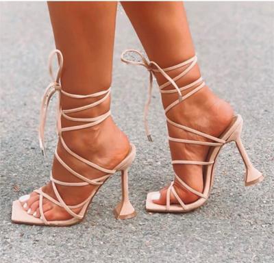 China Fashion Trend Square Toe Strapped Roman Sandals Elegant High Heels Women High Heel Sandals For Ladies for sale