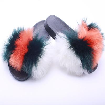 China Indoor Furnishing Faux Indoor Faux Girls Kids Room Fashion Shoes Fox Outer Wear Flurry Tending Toddler Slippers for sale