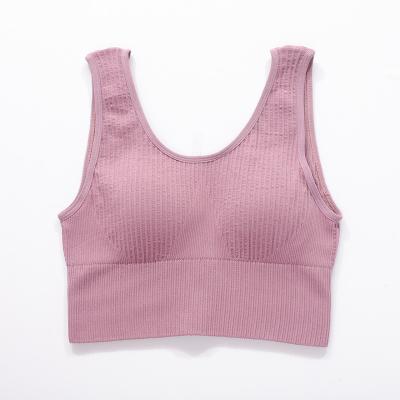 China Breathable Spandex Custom Material No Trace No Rims Gather Shockproof Sports Bra For Women for sale