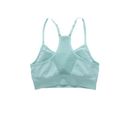 China High Quality Custom Nylon Spandex Breathable Mesh Cross Back Yoga Bra Sexy Adjustable for sale