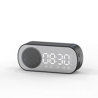 China Factory New Mini Portable Wireless Bt 5.0 Speaker Alarm Clock Gift Sound Source Audio Player Perfect Mirror Smart Audio Music for sale