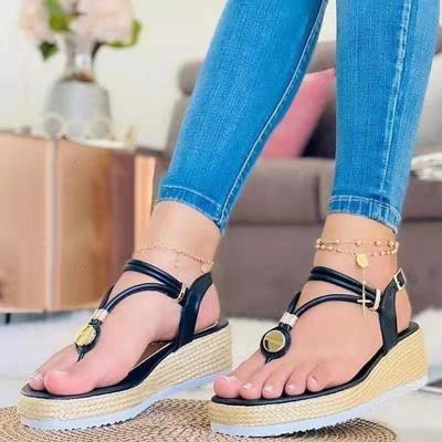 China CUSHIONING Fashion Sandals Women's Luxury Diamond Design Clip Toe Wedge Sandals For Women for sale