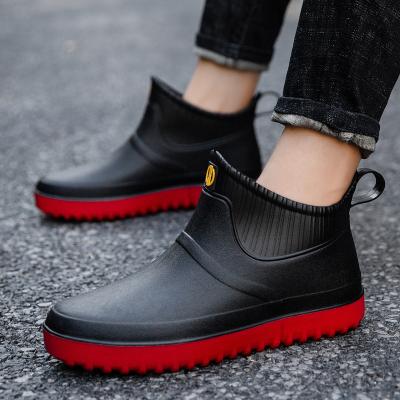 China CUSHIONING Hot Sale Waterproof Slip Resistant Ankle Rain Boots Men Cycling Water Camping Shoes Stretch Rubber Boots for sale