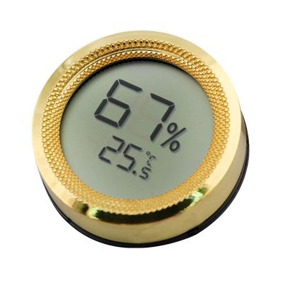 China Traditional Cigar Cigarette Holder Hygrometer Measurement Thermometer With Mini Digital LCD Display Round Temperature Sensor Humidity Meter for sale