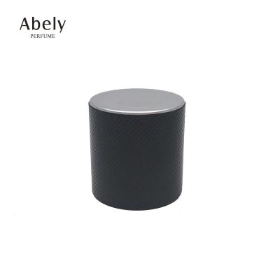 China Non Spill Professional Custom Luxury Black Plastic Leather Perfume Capsule Round Caps For Sale for sale