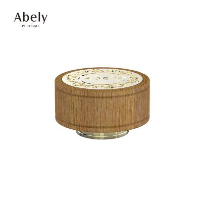 China Wholesale Black Wood Perfume Bottle Made Wood Grain Perfume Capsule Cylinder Shape Wooden Cap for sale