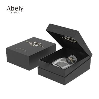 China Handmade Perfume Box Cardboard Perfume Bottle Gift Box Rigid Paper Luxury Custom Design Glossy Black Magnetic Flap Lid Cardboard for sale