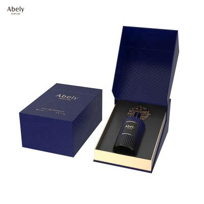 China Abely Handmade Packing Card High Quality Printing Black Paper Box Custom Design Empty Paper Bottle Magnet Packaging Luxury Perfume Box for sale