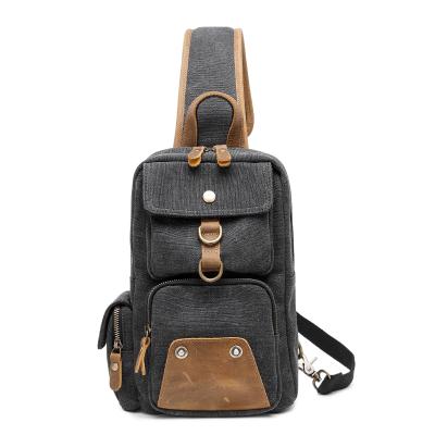 China KOOGER Custom Casual Leather Canvas Messenger Sling Mens Cross Body Chest Bag for sale