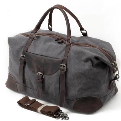 China Custom Vintage Logo Weekend Leather Canvas Duffel Bag Extra Large Canvas Duffel Bag For Men for sale