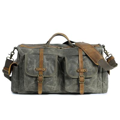 China Durable And Waterproof Water Proof Solid Waxed Canvas Durable Travel Overnight Bag Mens Duffel Bag With Custom Logo for sale