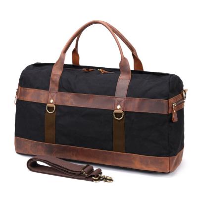 China Waterproof Vintage Canvas Portable Luggage Bags Small Waxed Travel Handbag For Women Mens for sale