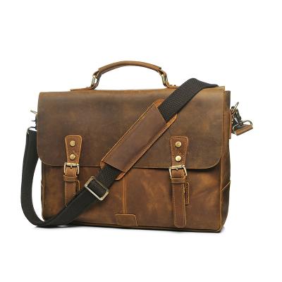 China Crazy Horse Custom Handmade Luxury Cowhide Vintage Messenger Bag For Women Men's Leather Laptop for sale