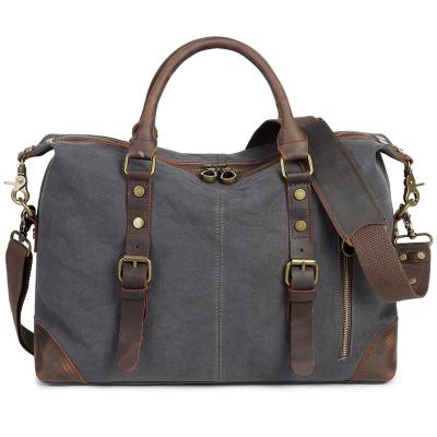 China Canvas& Crazy Horse Leather Multifunctional Travel Business Bag Men's Canvas Laptop Bag For 15 Inch Laptop for sale