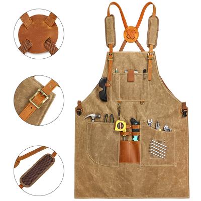 China Durable Waterproof Canvas Woodworking Gardening Tool Unisex Waxed Apron for DIY Gardeners Woodwork Carpenters for sale