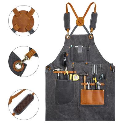 China Durable And Waterproof Heavy Duty Waxed Leather Waterproof Canvas Carpenters Work Aprons For Adults Men for sale